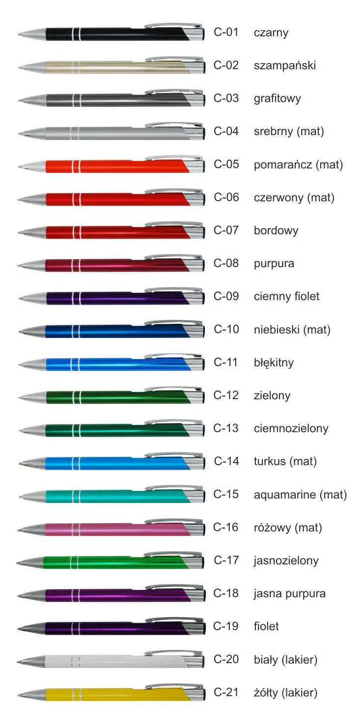 kolory długopis&oacute;w